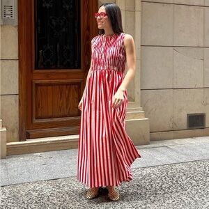 Boutique Red and White Striped Sleeveless Dress